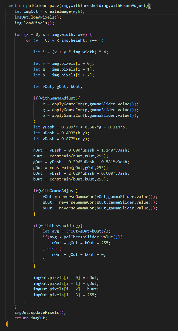 colourspace algorithm code snippet